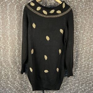 Vintage Victoria Harbour Sweater‎ Gold Bead Embellished Cowl Neck
